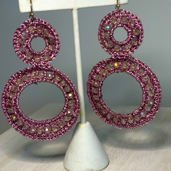 Free People, Boho Lightweight, Lavender W Delicate beading, Dangle Earrings New - Picture 3 of 8